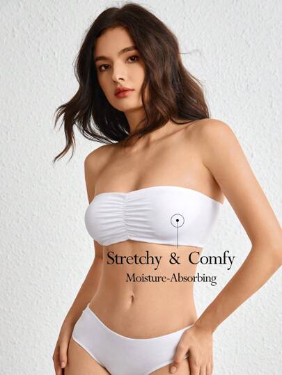 Ocili Sujetador sólido fruncido suave y cómodo - Blanco