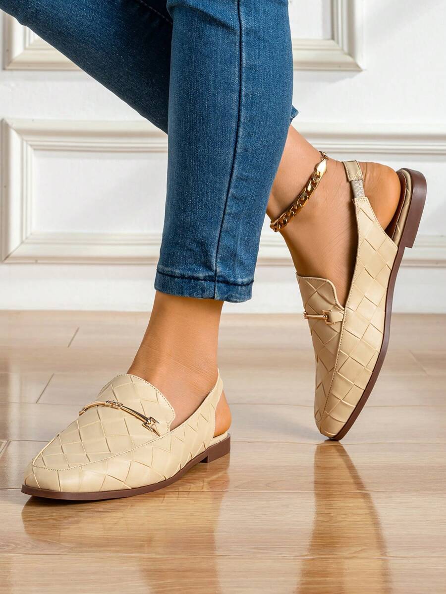 Giày Sandal Nữ Bít Mũi, Giày Đế Xuồng Màu Thời Trang - Màu be - Xem 1
