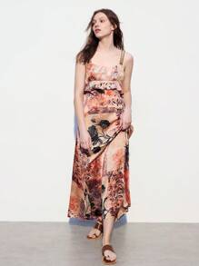 Maija Summer Two Pieces Outfits Women's Floral Print Cami Top And Skirt Set With Spaghetti Straps - Multicolor - View 9