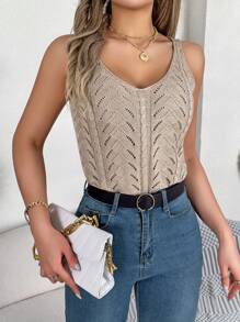 Women Tank Tops & Camis Plain Casual - Khaki - View 7