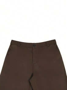 Manfinity Homme 男士夏季時尚純色緊身短褲 - 咖啡棕 - 查看 7