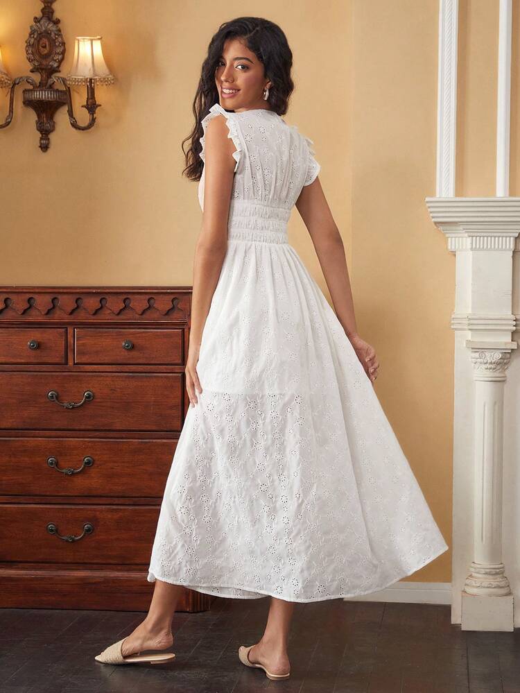 Designer Women's Solid Color Deep V-Neck Ruffle Sleeve Elastic Ruched Summer Elegant Dress, Sundress Holiday, Party, Birthday Outfits, Festival, Wedding, Prom Dress