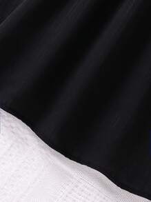 SHEIN Solid Color Bubble Sleeve Teen Girl Dress