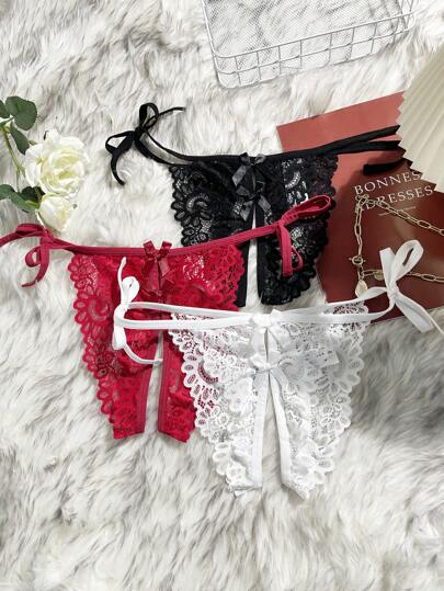 3pcs/Set Lace Trimmed Women's Sexy Lingerie Underwear With Different Sizes