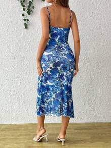 SHEIN Vestido de embarazo para revelación del sexo del bebé, vestido de Body ceñido sin mangas midi para baby shower - Celeste - Ver 2