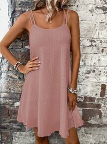 SHEIN LUNE Vestido de tirantes bordado y calado - Rosa vieja - Ver 6