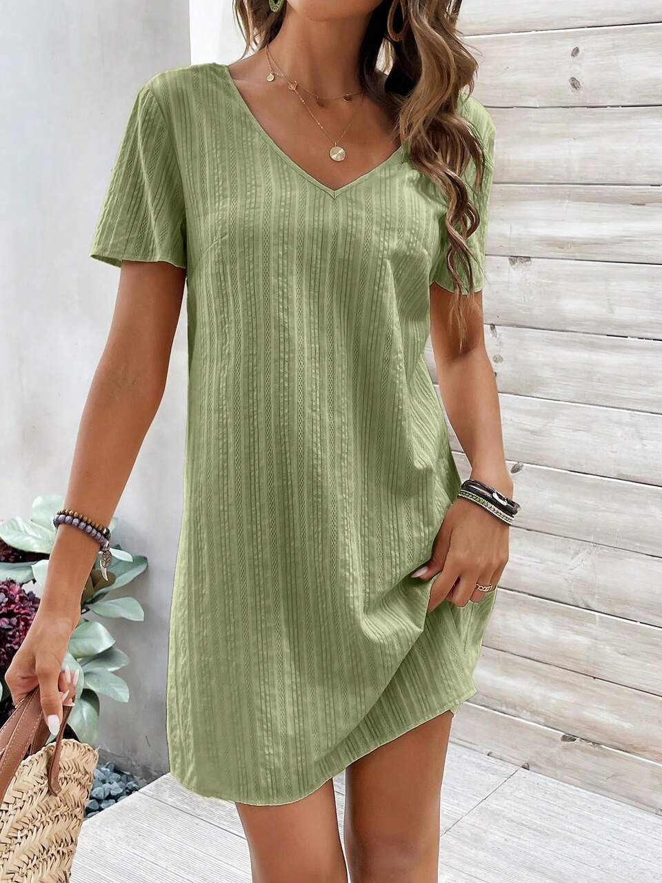 Women'S Back Lace Patchwork Short Sleeve Summer Boho Dress For Music Festival Green Casual Christmas