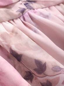 DAZY 女式花卉图案长袖假日风格连衣裙、秋季连衣裙 - 淡紫色 - 查看 9