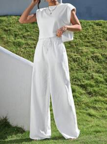 SHEIN Essnce 夏季两件套服装 - 白色 - 查看 5