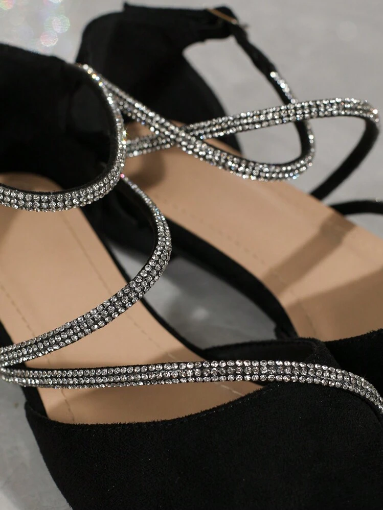 Christmas Gift Women's Flat Shoes, Rhinestone Buckle Strap Pointed Toe Hollow Out Sandals, Comfortable Faux Suede Slip-On Loafers, Non-Slip Mary Jane Flats, Glitter Strap Party Shoes, Pink Flat Shoes, Pink Wedding Shoes, Spring/Autumn Shoes