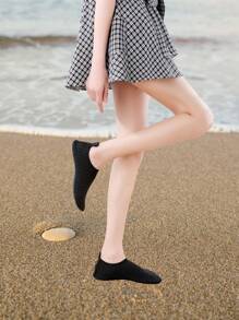 女式漁港鞋、沙灘鞋、水鞋、潛水鞋、戶外瑜珈游泳鞋,防滑耐磨軟底襪子 - 黑色 - 查看 1