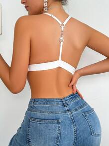 Women's Comfortable & Breathable Triangle Cup Bra With Lace Trim & Wire-Free Design - Burgundy - View 4