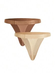 Ocili 2 piezas/Conjunto de tanga sexy con detalles de cinta de unicolor y parte adhesiva parte posterior - Multicolor - Ver 3