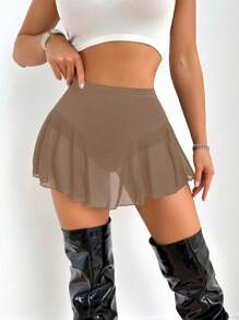 SHEIN SXY Women's Solid Color Skort, Suitable For Summer
