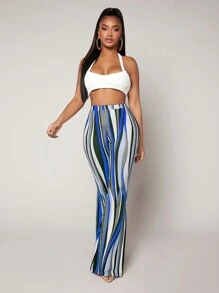 SHEIN SXY Pantalones Largos De Rayas Coloridas Para Mujer