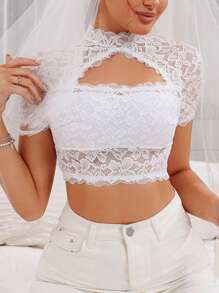 SHEIN Ren tương phản Xu hướng: Cắt giảm Bras - trắng - Xem 3