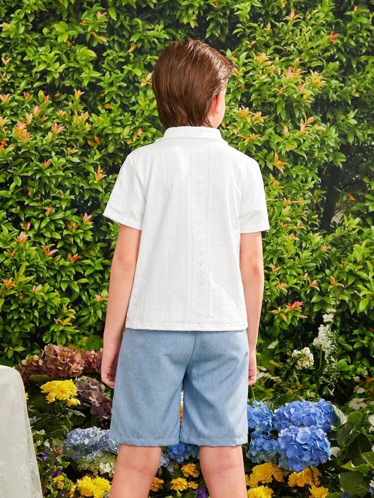 Tween Boy 3pcs Elegant Shirt With T-Shirt And Shorts Set