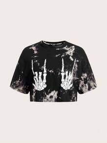 Coolane Của phụ nữ Kích thước lớn Mùa hè Sọ In Top Cây trồng - Đen và trắng - Xem 2