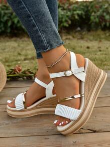 Women Platforms & Wedge Sandals Gesper Plain Ankle Strap Anggun - Putih - View 4