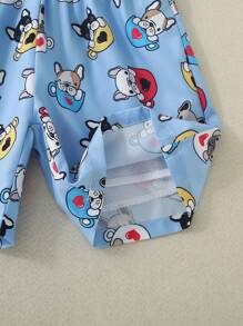 Young Boy Cute Cartoon Printed Drawstring Elastic Waist Shorts For Summer - Multicolor - View 7