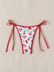 Swim Mod Ladies' Summer Beach Cherry Patterned Side-Tied Bikini Bottom - Multicolor - View 2