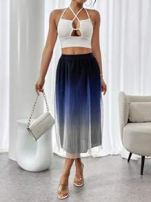 Chiquease Women's Double Layer Ombre Casual Skirt - Multicolor - View 4