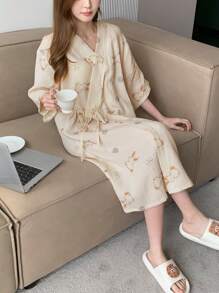 DAZY Cute Rabbit Printed Women's Loose Robe