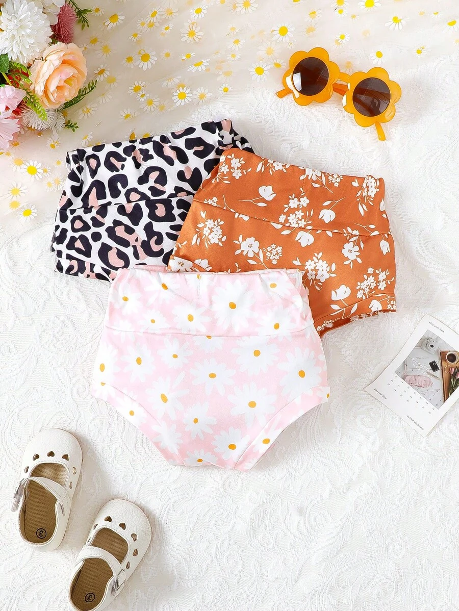 Baby Girl Summer Fashionable Jacquard Printed Shorts - Multicolor - View 1