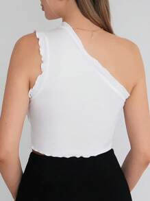 SHEIN Privé Top Femenino De Un Hombro Con Ribete De Volante