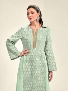 Al Najma Women's Fashionable Green Arabian Style Dress - Mint Green - View 6