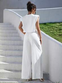 SHEIN Essnce 夏季两件套服装 - 白色 - 查看 4