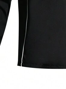 Manfinity Sport Corelite Boyfriend Style Men's Spring And Autumn Hooded Sweatshirt With Zipper And Half Placket, Letter Print, Long Sleeves, Sports Style Hoodie Boyfriend Style Men Sweatshirt