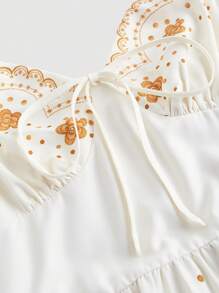 SHEIN MOD 印花圖案白色無袖長裙 - 白色 - 查看 3