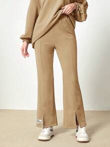 Muchica Women's Striped Detail High Slit Culottes - Coffee Brown - View 5