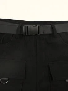 Women's Fashionable Spring/Summer Belt Casual Pocket Cargo Shorts