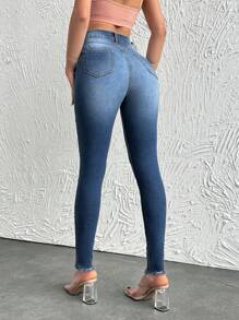 EURMUSE Ladies' Simple Denim Pants/Jeans - Medium Wash - View 1