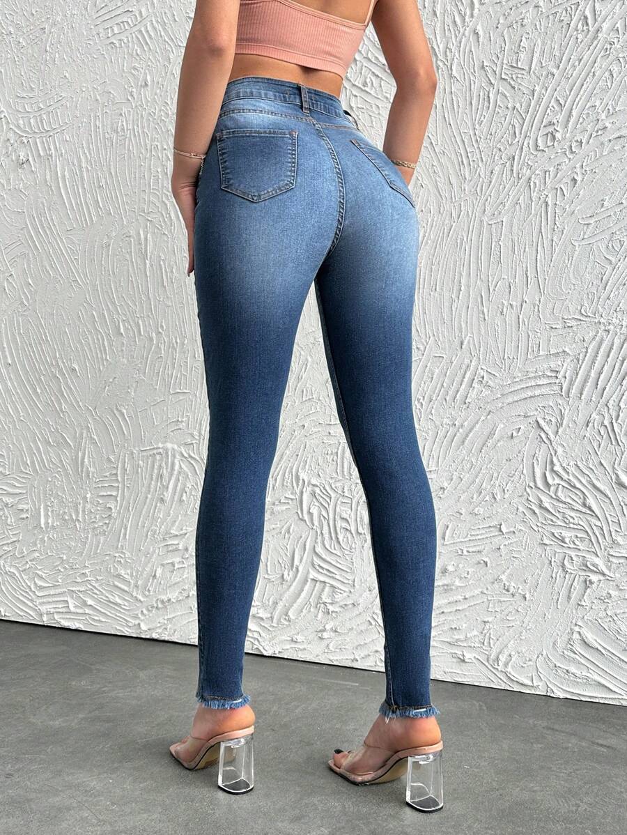 EURMUSE Ladies' Simple Denim Pants/Jeans - Medium Wash - View 1