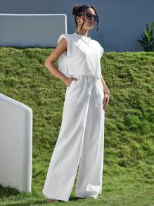 SHEIN Essnce 夏季两件套服装 - 白色 - 查看 6