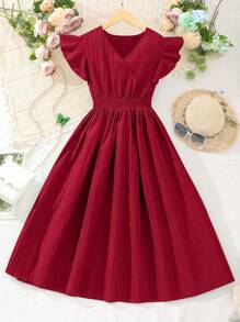 SHEIN Teen Girl Waist-Binding Beautiful And Fresh Fashion Long Dress
