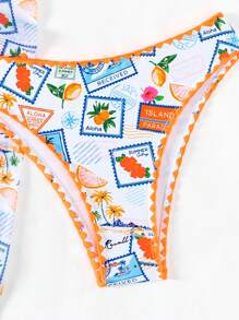 SHEIN Swim 夏季女士全印花度假泳衣套装 - 彩色 - 查看 7