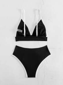 SHEIN Swim Summer Women'S Color Block Bikini Set With Edge Detailing