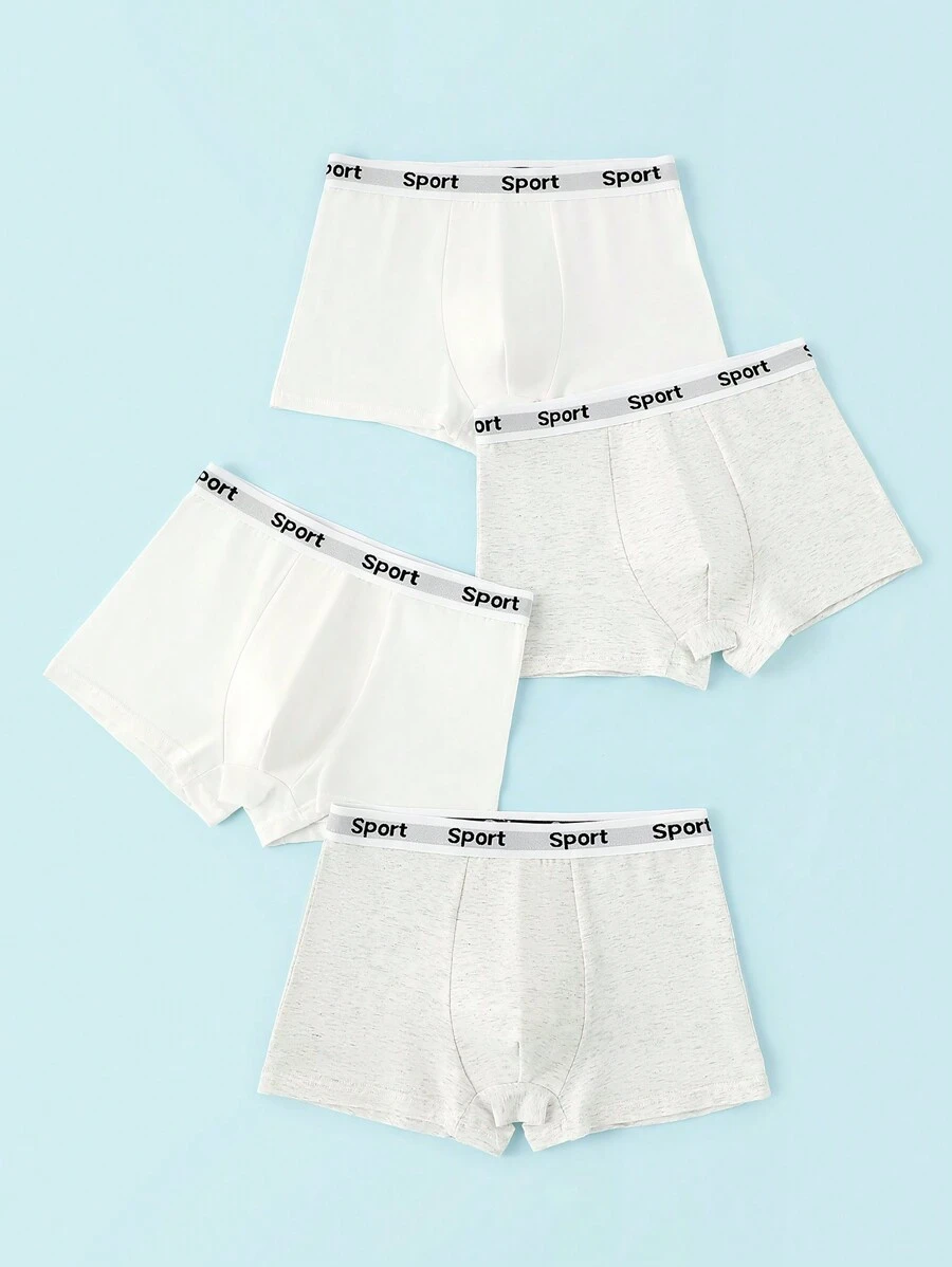 4 件装 Tween 男童简约字母印花三角裤 - 彩色 - 查看 1