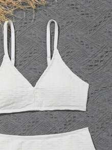 Tween Girl Sun Protection Plain Bikini Set - White - View 5