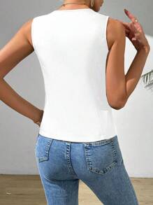 RosyDaze Casual Sleeveless Suit Vest With Open Slit And Single Breasted Front