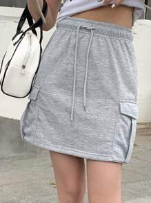 DAZY Ladies' Solid Color Simple Skirt,Pencil Skirt Fall Skirts - Grey - View 4