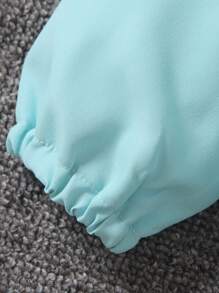 SHEIN 男童两件套服装 - 立领拉链卫衣搭配印花短裤，面料柔软舒适，时尚休闲风格，适合室内外穿着，夏季 - 薄荷藍 - 查看 5