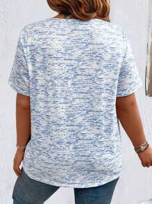 EMERY ROSE Plus Size Multicolor Printed Casual Short Sleeve T-Shirt For Summer Graphic Tees Women Tops - Multicolor - View 2