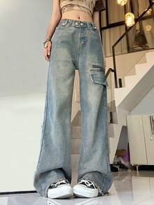 2024 New Retro American-Style Street Denim Jeans - Medium Wash - View 5