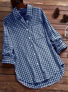 Women's Spring/Summer Long Sleeve Vintage Plaid Casual Shirt,Long Sleeve Tops