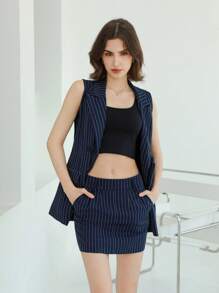 Aveloria Gestreiftes Westen- & Knielanges Rock Set Für Damen